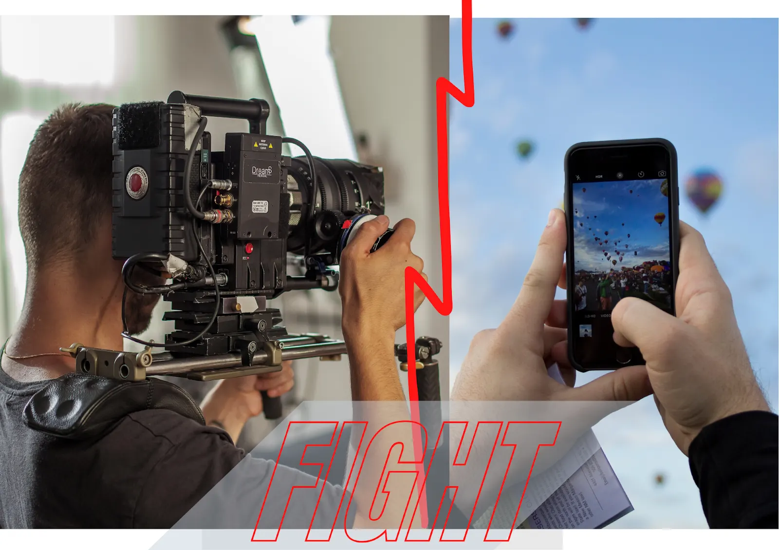 Filming crew with a professional camera